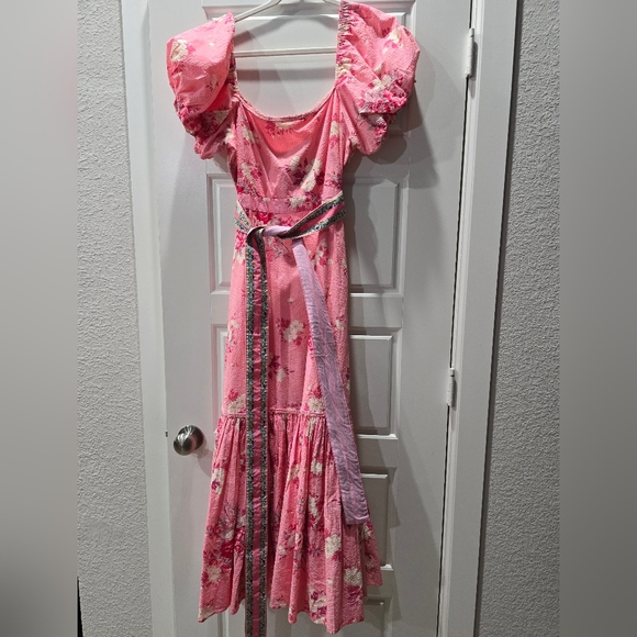 Gorgeous Stunning LoveShackFancy Elegant Pink Floral Maxi Dress Couture Style. - Picture 3 of 3